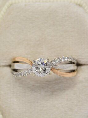14K .50CT CENTER DIAMOND RING TWO TONE